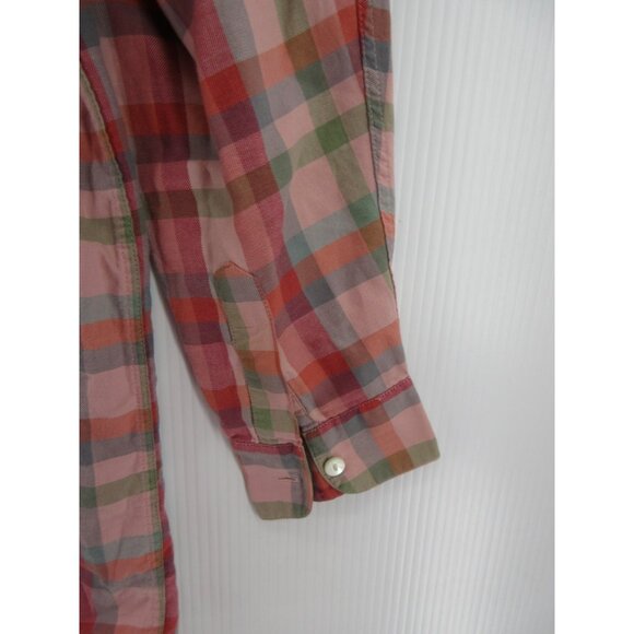 VINTAGE Gap Top Medium Shirt Loop Collar Button Up Plaid 90s Field * - Picture 3 of 12